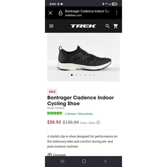 Bontrager Cadence‎ Cycling Shoe BOA L6 Dial, Women Sz 7 Black (New Was $139) - Picture 9 of 9